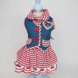 Animal-Go-Round เสื้อผ้าเครื่องแต่งกาย สัตว์เลี้ยง, หมา, แมว, สุนัข รุ่น Vintage Cherry Love-Dress