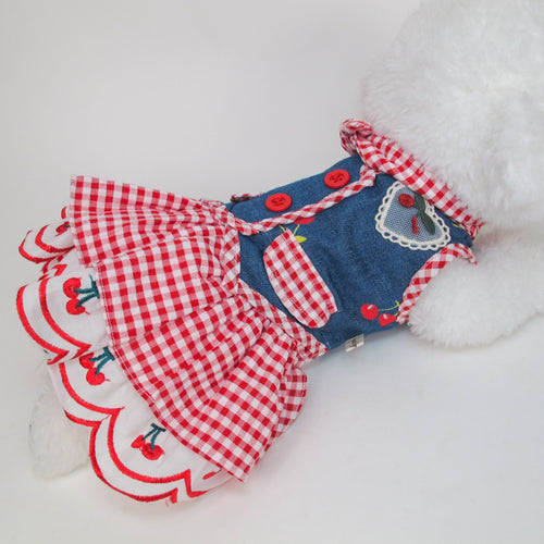 Animal-Go-Round เสื้อผ้าเครื่องแต่งกาย สัตว์เลี้ยง, หมา, แมว, สุนัข รุ่น Vintage Cherry Love-Dress