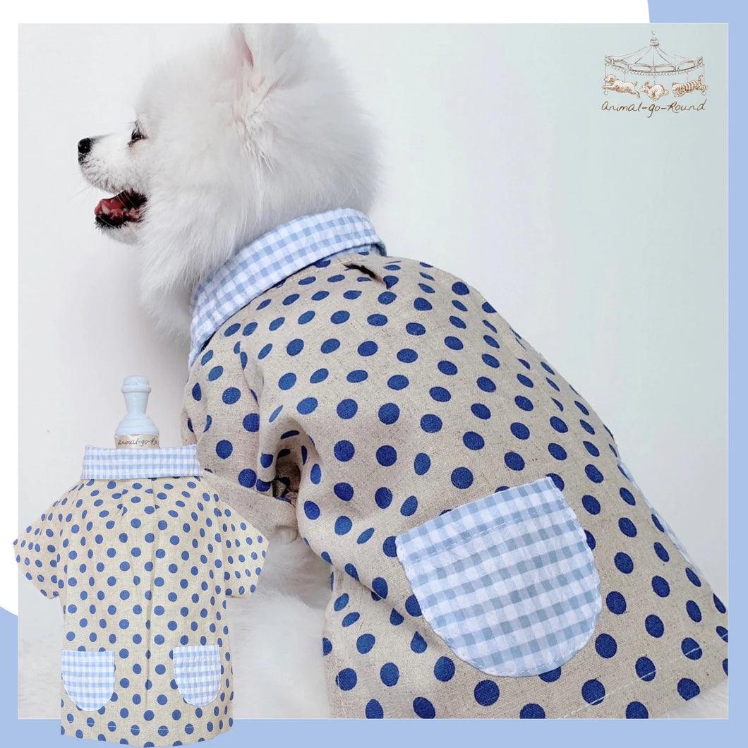 Animal-Go-Round เสื้อผ้าเครื่องแต่งกาย สัตว์เลี้ยง, หมา, แมว, สุนัข รุ่น Dotty Blue