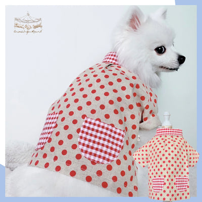 Animal-Go-Round เสื้อผ้าเครื่องแต่งกาย สัตว์เลี้ยง, หมา, แมว, สุนัข รุ่น Dotty Red